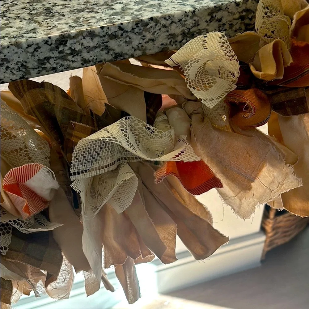 Primitive Rustic Rag Fabric Garland  Handmade Beautiful Colors NEW Final Sale